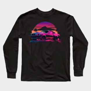 Ford Mustang Shelby synthwave sunset Long Sleeve T-Shirt